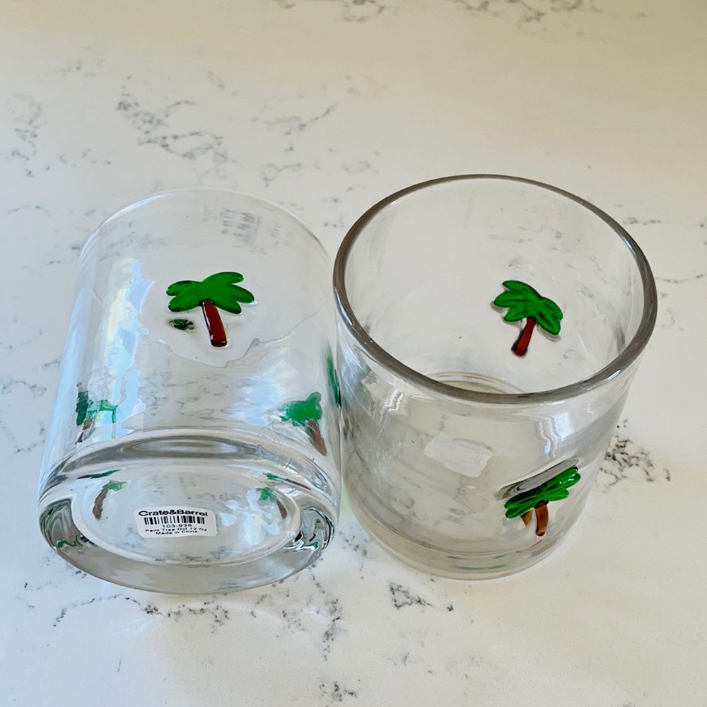 Crate&barrel 🌴Palm Tree Old-Fashioned Glasses - Picture 8 of 12
